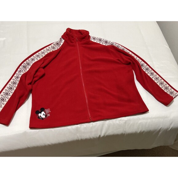 Disney Shopping.com Fleece Jacket Women's Size 4XL Red Mickey Christmas full zip - Picture 1 of 11